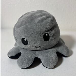 TeeTurtle Reversible Octopus Plushie Black Gray Two-Sided Flip Plush Toy 4"